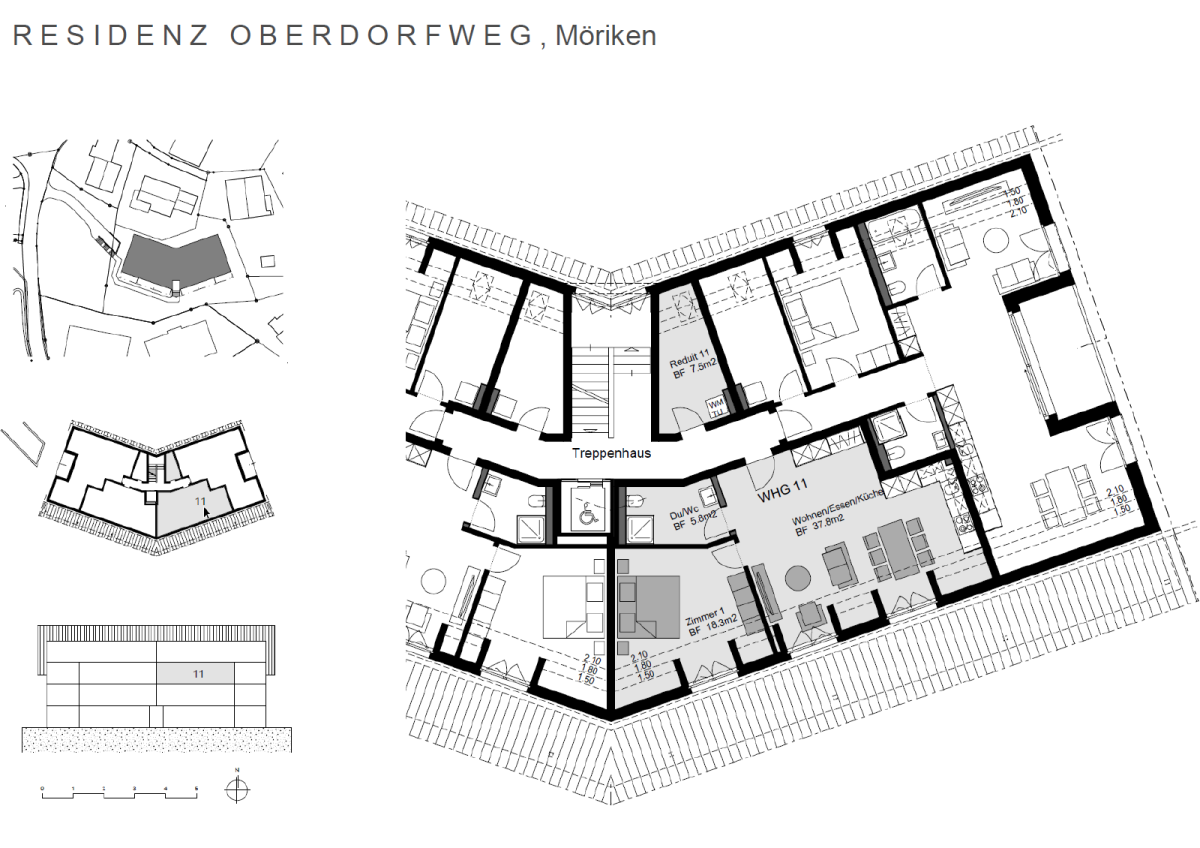 Plan 1. Dachgeschoss 2 ½-Zimmer-Wohnung 11